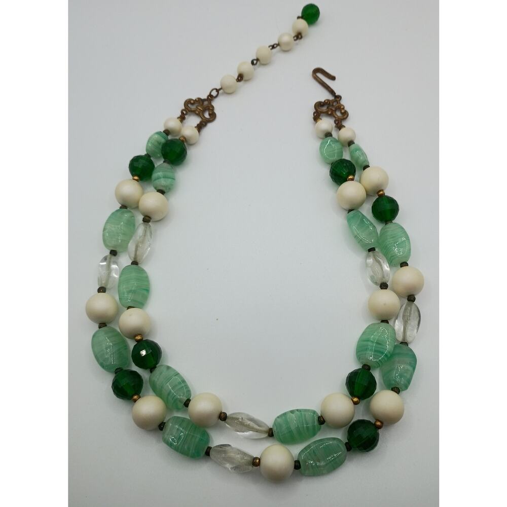 Vintage 1950s Two-Strand Art Glass Necklace with Braun-Crystal Presentation Case - Picture 6 of 9